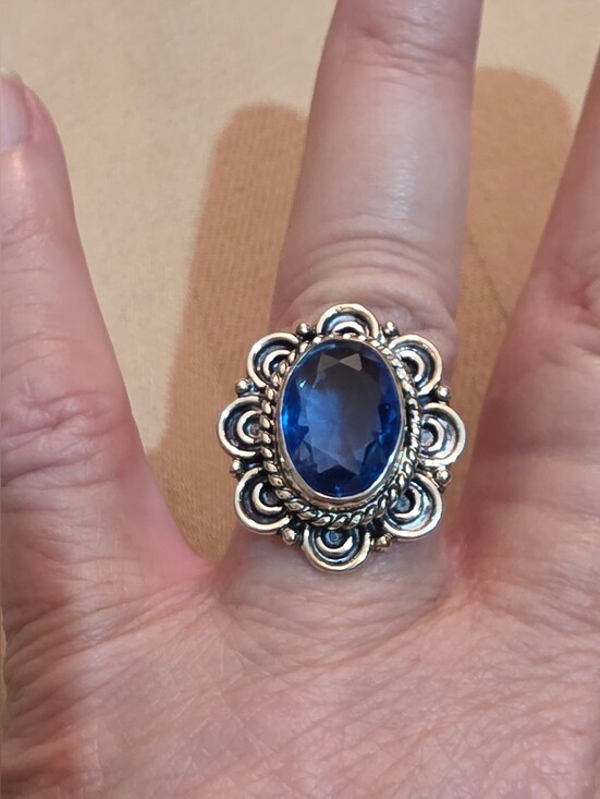 BLUE TOPAZ RING Jewelry - Natural blue topaz, sterling silver 925 ring Size 7.5 Comes with box shown